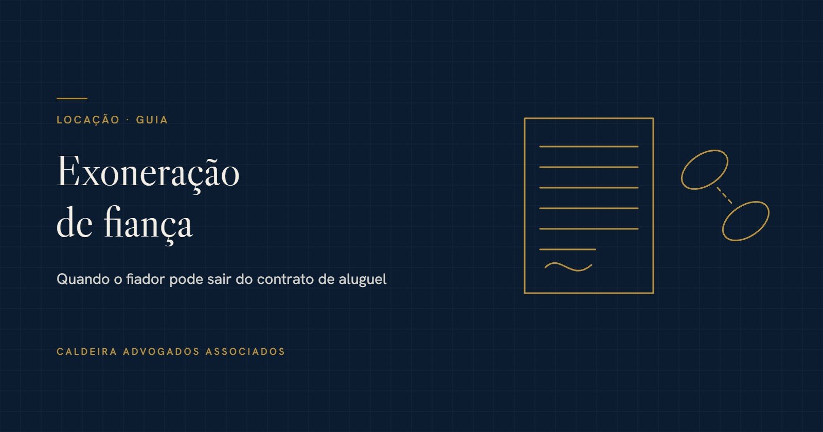 Fiador lê uma notificação de exoneração de fiança ao lado do contrato de locação assinado
