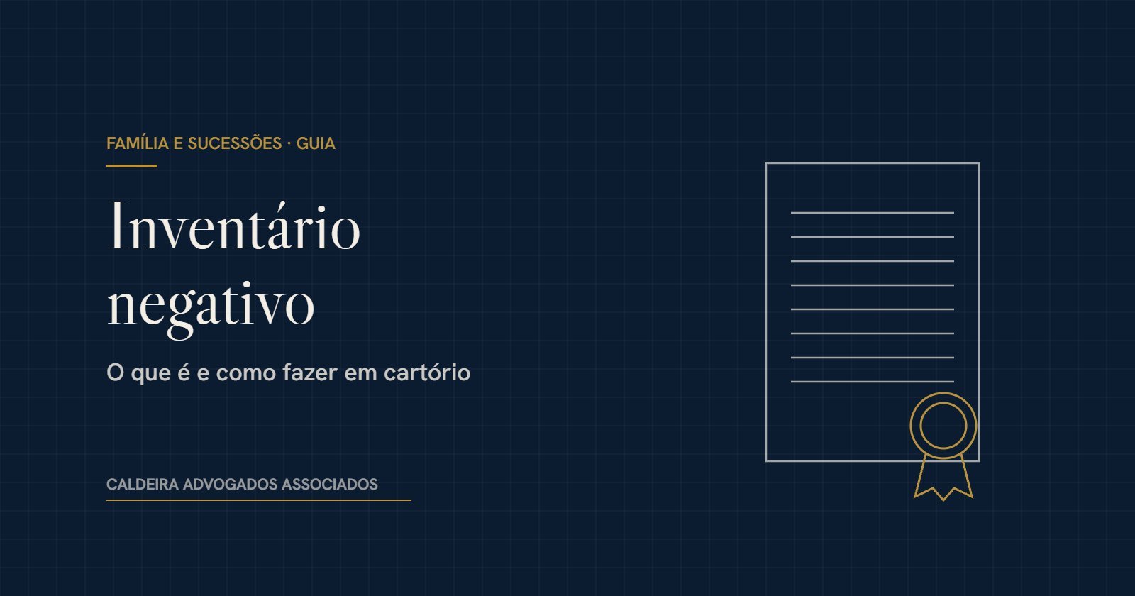 Ilustração de documento com selo ao lado do título Inventário negativo